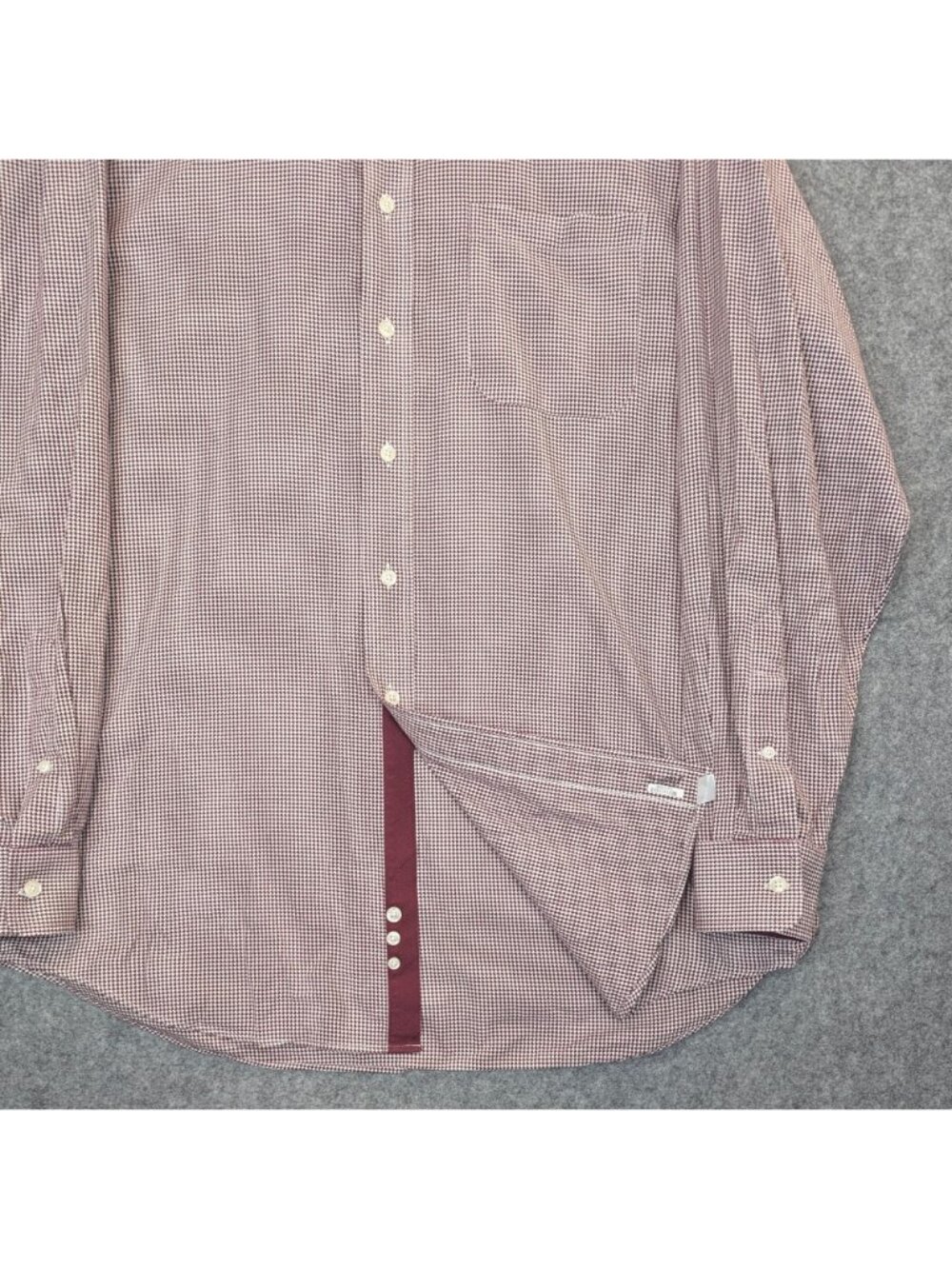 Paul Fredrick Mens 16.5 35 Dress Shirt Maroon White Button Down Long Sleeve - Picture 6 of 11